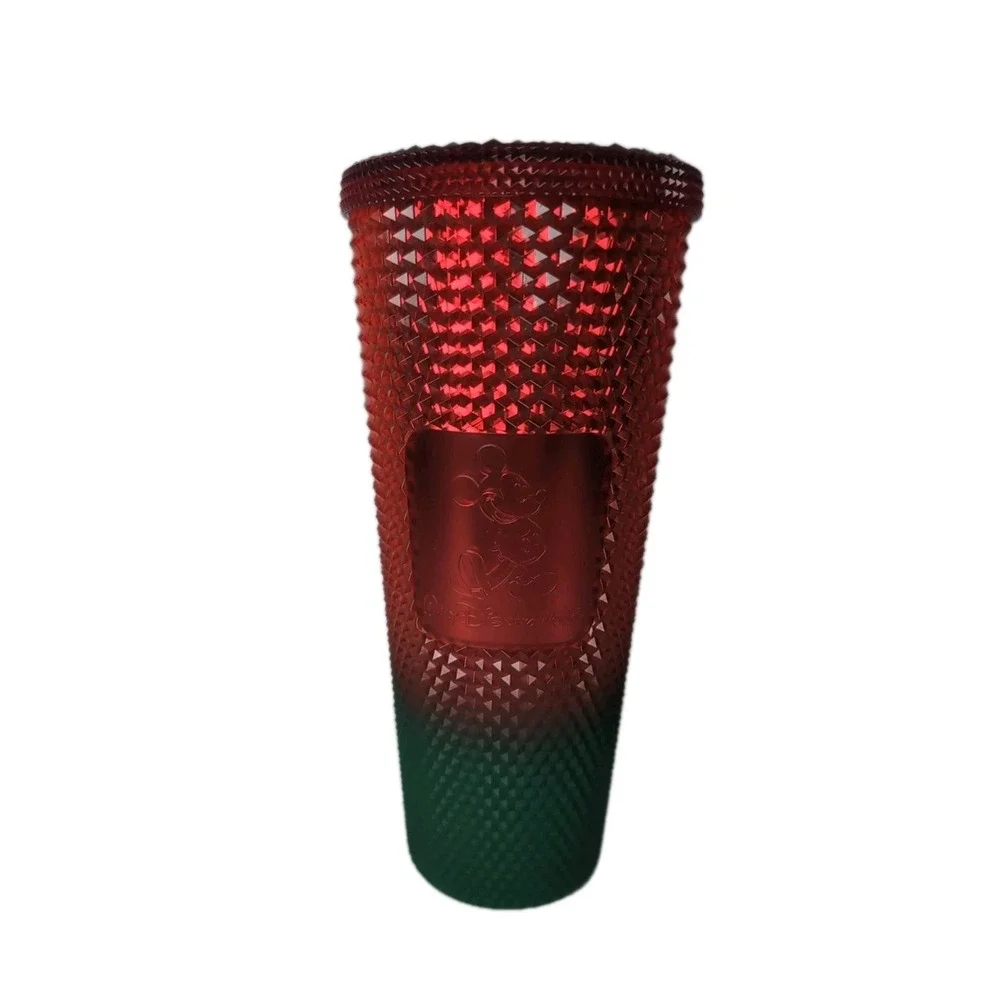 2021 Disney Parks Starbucks Christmas Tumbler Studded Red Green No Straw 24 Oz.